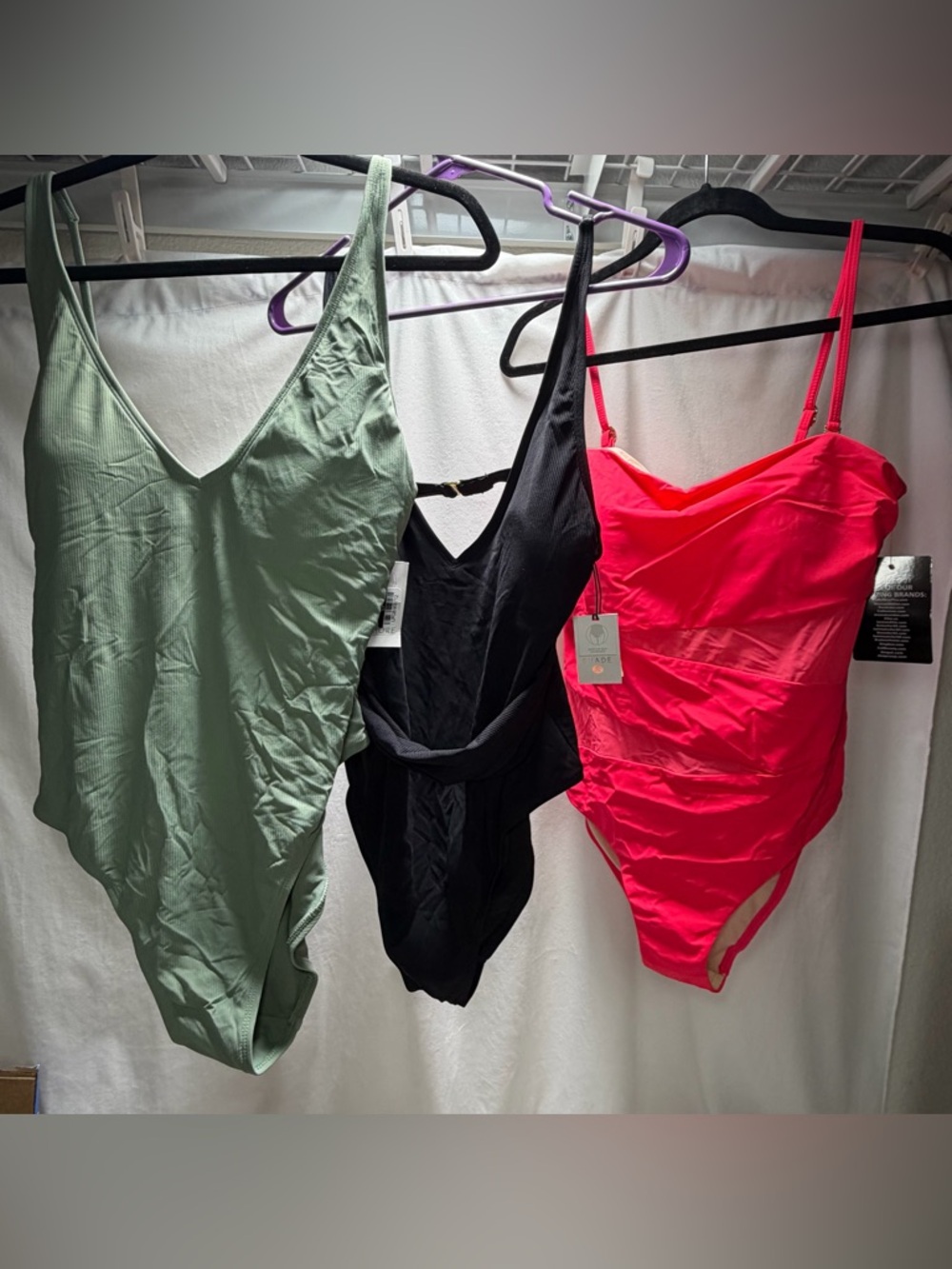 New Lot of 3 One Piece Swimsuits Shade & Shore 12/14